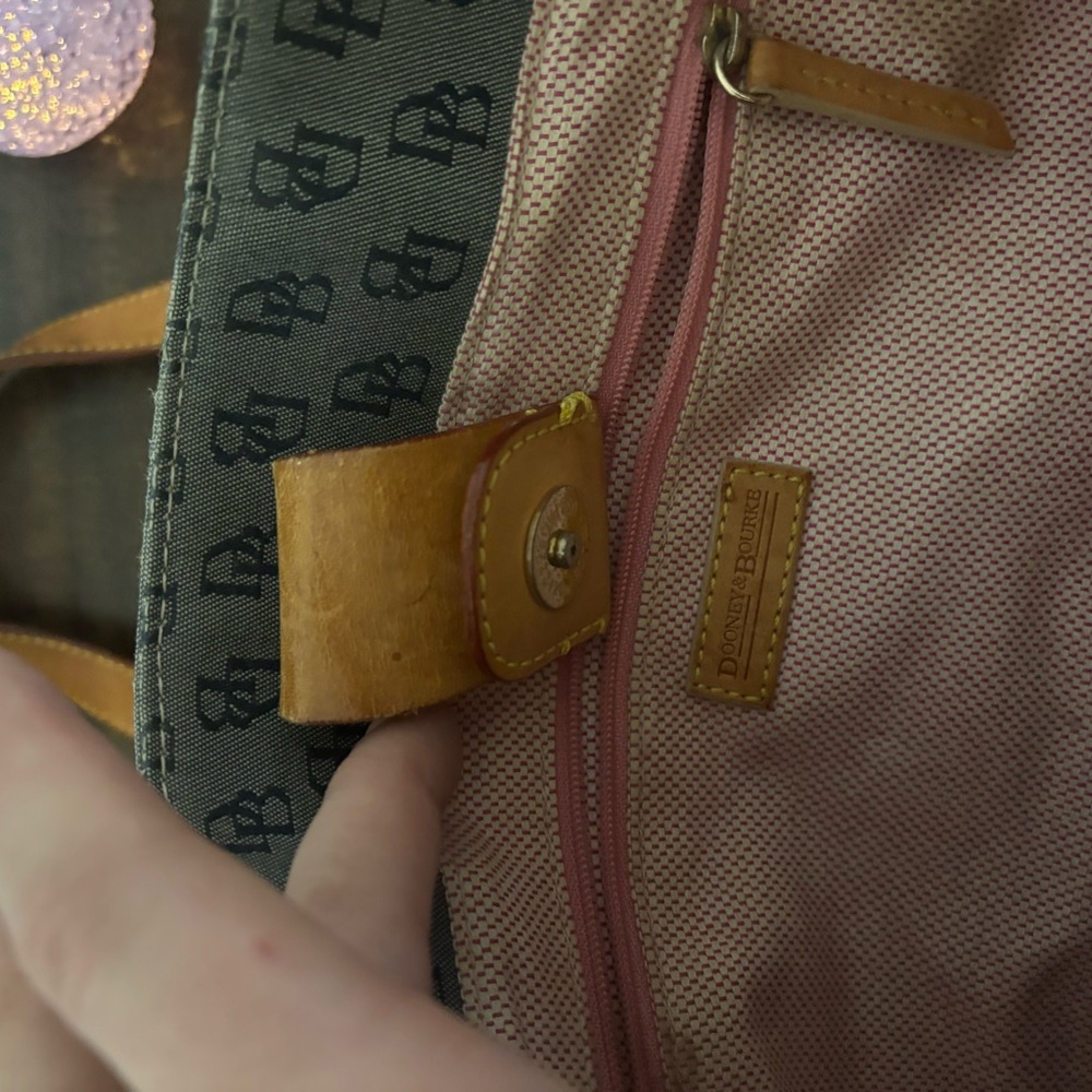 Dooney & Bourke Gray Signature Tote with Brown Leather Trim - Picture 4 of 5